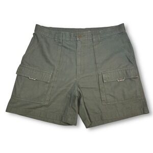 Vintage LL Bean Mens Size 38‎ Olive Green Cotton Canvas Cargo Shorts Outdoors
